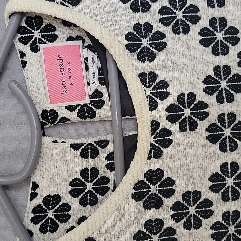 Kate Spade Signature Logo Tweed Dress, Knee Length, Puff Sleeves, Size 10 - Picture 3 of 9